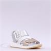 Rieker 3 Strap Buckle Sandal - White Gold Silver